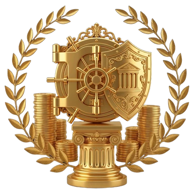 Emblema em ouro nobre de Recuperação de Créditos Empresariais